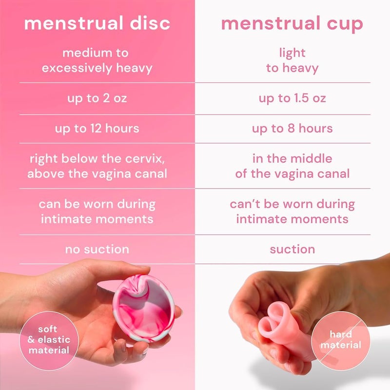 Bodyotics Reusable Menstrual Disc, Wear Up to 12-Hours, Sustainable Period Disc Alternative to Menstrual Cups, Tampons and Pads for Light or Heavy Flows, Leak Proof - Small & Large Sizes (Beige and Light Pink) - Image 4